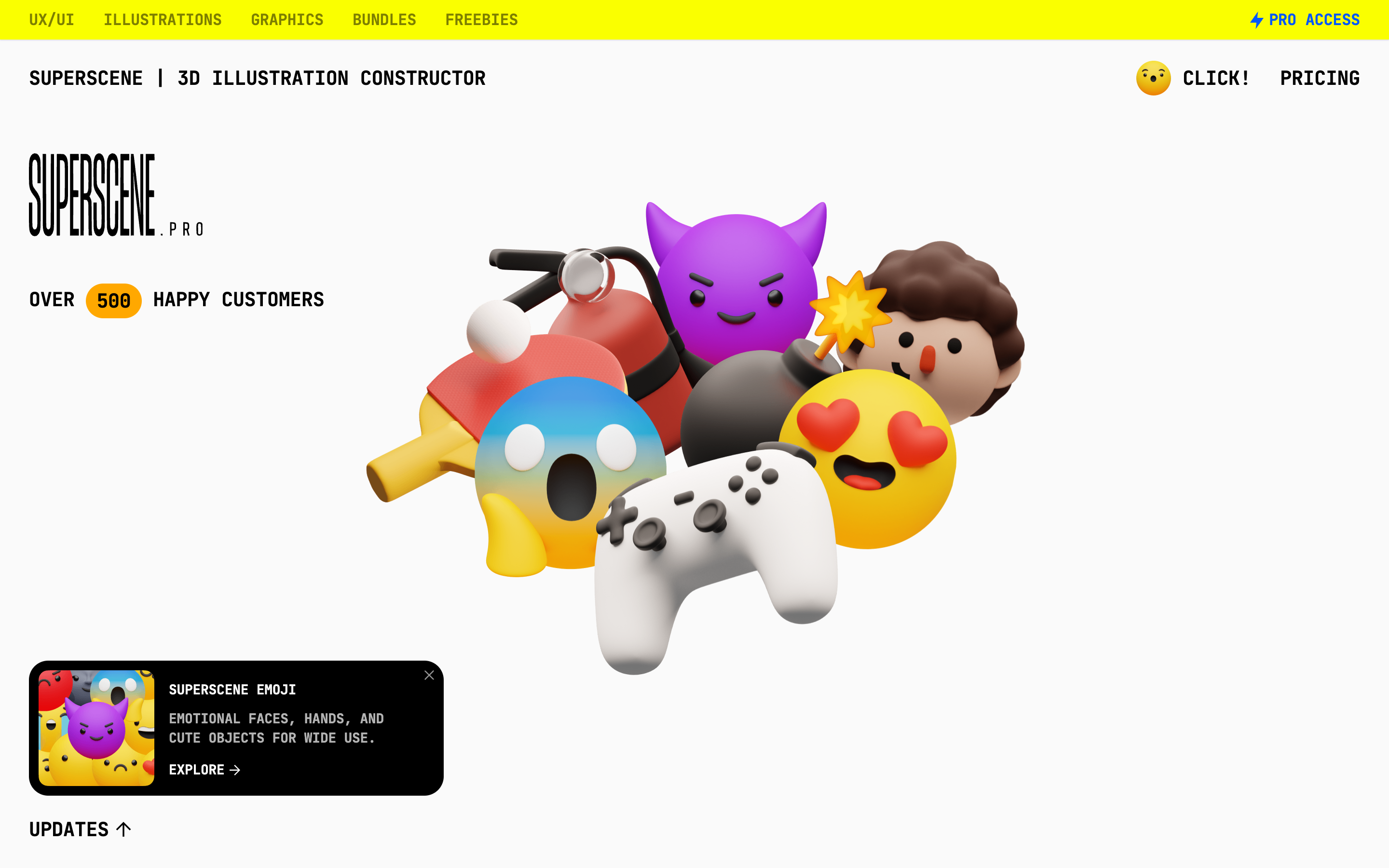 Superscene 3D illustration constructor with characters and objects